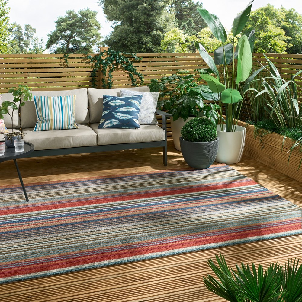 Spectro Stripes Indoor Outdoor Rugs 442103 in Sedonia Rust